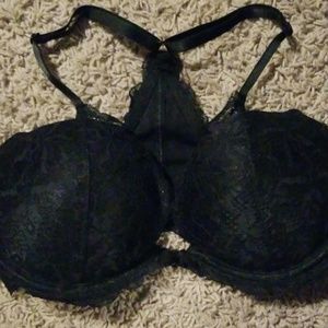 Front close black bra
